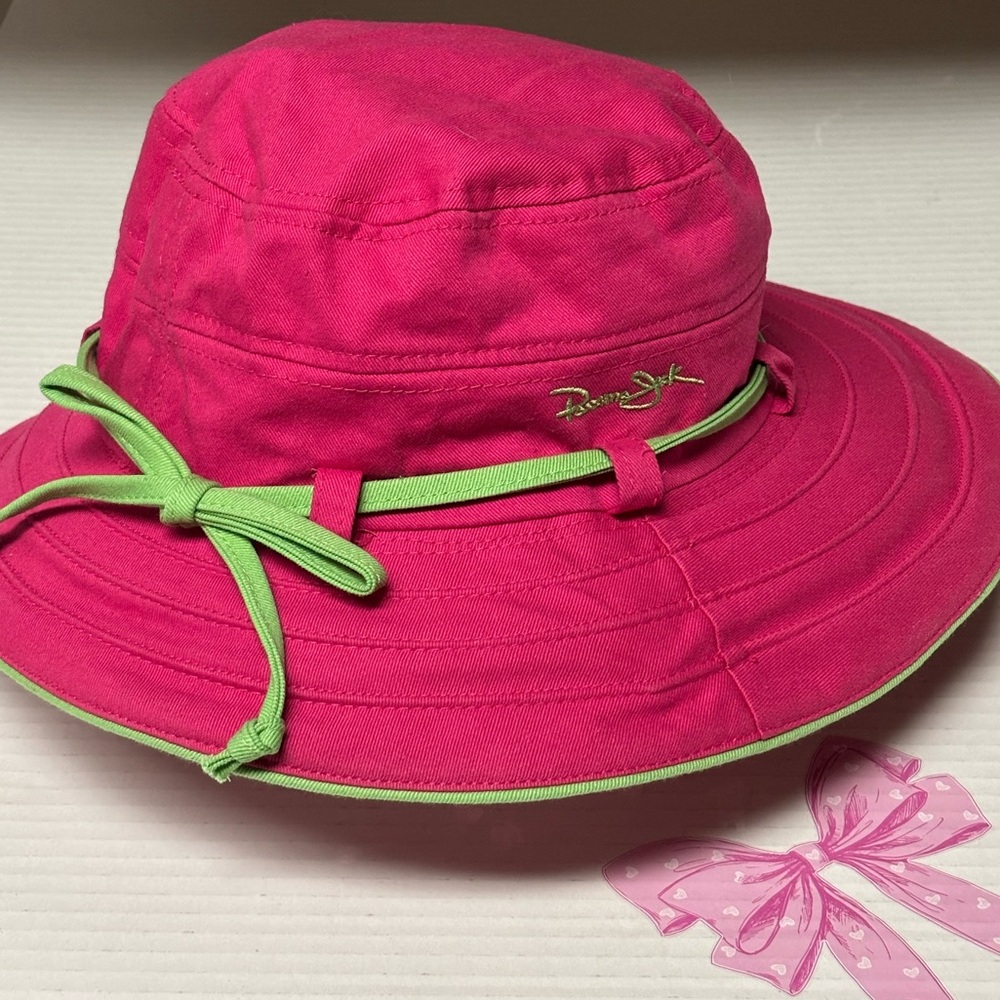 Panama Jack Pink Green Preppy Outdoors Bucket Hat Beach Pool Ready